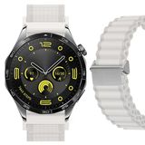 Sneezy Huawei Watch Gt4 46Mm İle Uyumlu Airflow Dalgalı Naylon Spor Kordon Metal Tokalı Bej