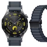 Sneezy Huawei Watch Gt4 46Mm İle Uyumlu Airflow Dalgalı Naylon Spor Kordon Metal Tokalı Füme