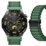 Sneezy Huawei Watch Gt4 46Mm İle Uyumlu Airflow Dalgalı Naylon Spor Kordon Metal Tokalı Haki