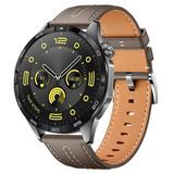 Sneezy Huawei Watch Gt4 46Mm İle Uyumlu Dikiş Desenli Deri Metal Tokalı Akıllı Saat Kordonu Kahverengi