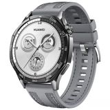 Sneezy Huawei Watch Gt4 46Mm İle Uyumlu Metal Tokalı Dikiş Detaylı Şık Dokuma Silikon Kordon Gri