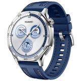 Sneezy Huawei Watch Gt4 46Mm İle Uyumlu Metal Tokalı Dikiş Detaylı Şık Dokuma Silikon Kordon Lacivert