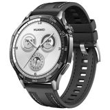 Sneezy Huawei Watch Gt4 46Mm İle Uyumlu Metal Tokalı Dikiş Detaylı Şık Dokuma Silikon Kordon Siyah