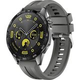 Sneezy Huawei Watch Gt4 46Mm İle Uyumlu Spor Silikon Metal Tokalı Soft Saat Kordonu Koyu Gri