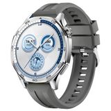 Sneezy Huawei Watch Gt5 46Mm İle Uyumlu Spor Silikon Metal Tokalı Soft Saat Kordonu Koyu Gri