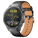 Sneezy Huawei Watch Gt5 Pro 46Mm İle Uyumlu Dikiş Desenli Deri Metal Tokalı Akıllı Saat Kordonu Siyah