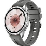 Sneezy Huawei Watch Gt6 46Mm İle Uyumlu Spor Silikon Metal Tokalı Soft Saat Kordonu Koyu Gri