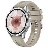 Sneezy Huawei Watch Gt6 46Mm İle Uyumlu Spor Silikon Metal Tokalı Soft Saat Kordonu Krem