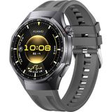 Sneezy Huawei Watch Gt6 Pro 46Mm İle Tam Uyumlu Spor Silikon Metal Tokalı Soft Saat Kordonu Koyu Gri