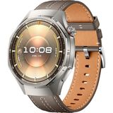 Sneezy Huawei Watch Gt6 Pro 46Mm İle Uyumlu Dikiş Desenli Deri Metal Tokalı Akıllı Saat Kordonu Kahverengi