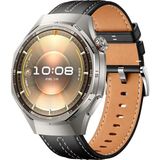 Sneezy Huawei Watch Gt6 Pro 46Mm İle Uyumlu Dikiş Desenli Deri Metal Tokalı Akıllı Saat Kordonu Siyah