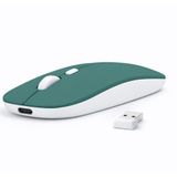 Sneezy Laptop İçin İnce Kablosuz Mouse Bluetooth Bağlantı Şarjlı Batarya USB Alıcılı Taşınabilir Tasarım Haki