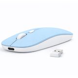 Sneezy Laptop İçin İnce Kablosuz Mouse Bluetooth Bağlantı Şarjlı Batarya USB Alıcılı Taşınabilir Tasarım Mavi