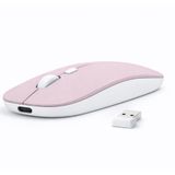 Sneezy Laptop İçin İnce Kablosuz Mouse Bluetooth Bağlantı Şarjlı Batarya USB Alıcılı Taşınabilir Tasarım Pembe