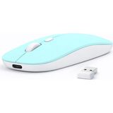 Sneezy Laptop Için Ince Kablosuz Mouse Bluetooth Bağlantı Şarjlı Batarya USB Alıcılı Taşınabilir Tasarım Turkuaz - Renkli