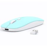 Sneezy Laptop İçin İnce Kablosuz Mouse Bluetooth Bağlantı Şarjlı Batarya USB Alıcılı Taşınabilir Tasarım Turkuaz