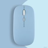 Sneezy Lenovo Tablet Şarj Edilebilir Sessiz Mouse Bluetooth + 2.4Hz Wifi Kablosuz Mouse Fare - Mavi