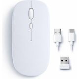 Sneezy Mac iPad Pc Tablet Uyumlu Mouse Şarjlı Batarya Sessiz Tıklama USB Dongle ve Kablo Dahil Beyaz - Renkli
