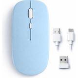 Sneezy Mac iPad Pc Tablet Uyumlu Mouse Şarjlı Batarya Sessiz Tıklama USB Dongle ve Kablo Dahil Mavi - Renkli