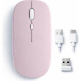 Sneezy Mac iPad Pc Tablet Uyumlu Mouse Şarjlı Batarya Sessiz Tıklama USB Dongle ve Kablo Dahil Pembe - Renkli