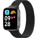 Sneezy Redmi Watch 3 Active İle Uyumlu Metal Hasır Kordon Woven Wire Metal Tasarım Kordon Siyah