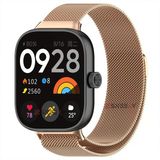 Sneezy Redmi Watch 5 Uyumlu Woven Wire Tasarım Metal Hasır Kordon Rosegold