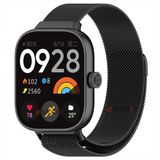 Sneezy Redmi Watch 5 Uyumlu Woven Wire Tasarım Metal Hasır Kordon Siyah