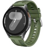 Sneezy Samsung Galaxy Watch 6 47-44-43-40mm ile Uyumlu Metal Tokalı Dikiş Detaylı Şık Dokuma Silikon Kordon Haki