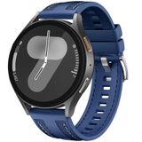 Sneezy Samsung Galaxy Watch 6 47-44-43-40mm ile Uyumlu Metal Tokalı Dikiş Detaylı Şık Dokuma Silikon Kordon Lacivert