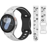 Sneezy Samsung Galaxy Watch 6 7 Serisi ile Uyumlu Floraflex Çiçek Desenli Silikon Kordon - Beyaz