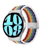 Sneezy Samsung Galaxy Watch 6 – Classic 40-43-44-47Mm 20Mm Metal Klips Solo Fiberlink Örgü Kordon Beyaz Gökkuşağı