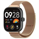 Sneezy Xiaomi Redmi Watch 4 Uyumlu Woven Wire Tasarım Metal Hasır Kordon Rosegold