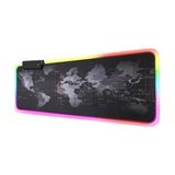 Snexpres Dünya Desenli Işıklı Rgb Oyuncu Mouse Pad 78X30 cm - Siyah