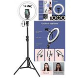 SNEXPRES Reing Fill Light Led Işıklı Tripod 14 Inç Halka Youtuber Tiktok Makyaj Işığı Ayaklı 14 Inç 13 Inç
