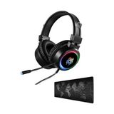 Snexpres Yoro V5 Işıklı Oyuncu Kulaklığı ve Dünya Desenli 90 x 40 cm Mouse Pad Siyah Kumaş