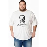 Sngl Erkek Büyük Beden Kısa Kollu Atatürk Baskılı Tişört 3xl 4xl 5xl 6xl 7xl 8xl 9xl - Ekru