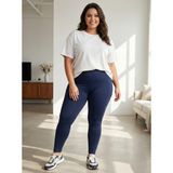 Sngl Kadın Büyük Beden Çelik Interlok Kumaş Toparlayıcı Tayt 3xl 4xl 5xl 6xl 7xl 8xl 9xl - Lacivert