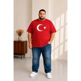 sngl tekstil Erkek Büyük Beden Kısa Kollu Ay Yıldızlı Tişört 3XL 4XL 5XL 6XL 7XL 8XL 9XL