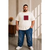SNGL TEKSTIL Erkek Büyük Beden Kısa Kollu Katar Bayrak Baskılı Tişört 3XL 4XL 5XL 6XL 7XL 8XL 9XL