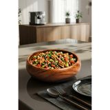 Snippy Bowly - Orta Boy Salata Sunum Bowl Kasesi Akasya Kase Ahşap Sunumluk 20 cm Kase