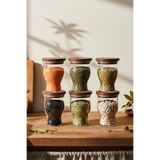 Snippy Box - 6’lı Ahşap Vakumlu Kapaklı Cam Saklama Kabı Baharatlık 500 ml Erzak Saklama Kabı Seti