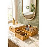 Snippy Deco Büyük - 3'lü Bambu Sepet Çok Amaçlı Düzenleyici Banyo Mutfak Sepeti Organizeri Banyo Seti