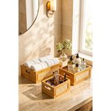 Snippy Deco Küçük - 3'lü Bambu Sepet Çok Amaçlı Düzenleyici Banyo Mutfak Sepeti Organizeri Banyo Seti