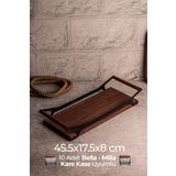 Snippy Grade - Ahşap Tepsi Metal Detaylı Tepsi 10 Kare Elysia Timeless Uyumlu Çay Kahve Sunum Tepsisi