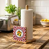 Snippy Label - Etiketli Bambu Rulo Dik Peçetelik Dekoratif Tasarımlı Dik Havluluk Organizer 27 cm - AMALFI