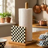 Snippy Label - Etiketli Bambu Rulo Dik Peçetelik Dekoratif Tasarımlı Dik Havluluk Organizer 27 cm - DAMA