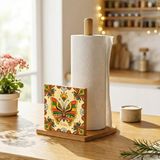 Snippy Label - Etiketli Bambu Rulo Dik Peçetelik Dekoratif Tasarımlı Dik Havluluk Organizer 27 cm - KELEBEK