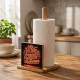 Snippy Label - Etiketli Bambu Rulo Dik Peçetelik Dekoratif Tasarımlı Dik Havluluk Organizer 27 cm - KEYIF