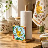 Snippy Label - Etiketli Bambu Rulo Dik Peçetelik Dekoratif Tasarımlı Dik Havluluk Organizer 27 cm - KUS