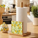 Snippy Label - Etiketli Bambu Rulo Dik Peçetelik Dekoratif Tasarımlı Dik Havluluk Organizer 27 cm - LEMON